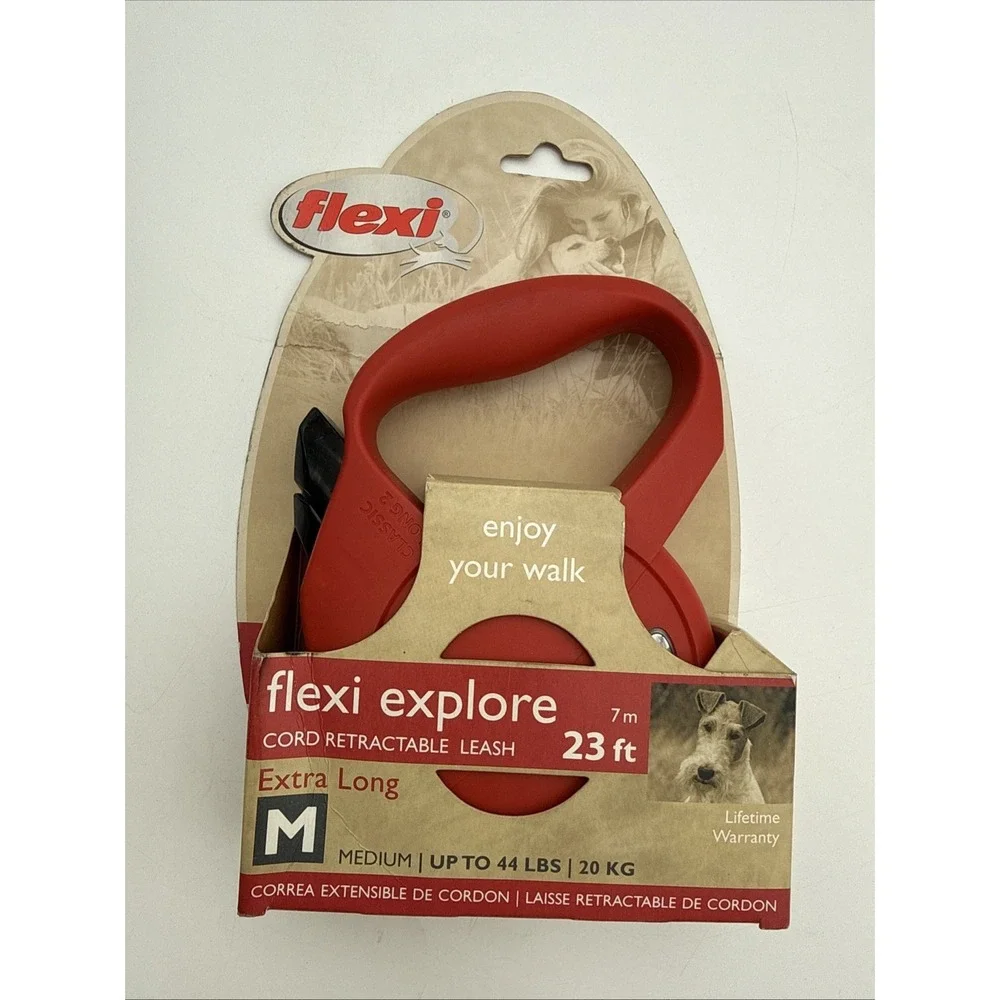 Flexi Explore Cord Retractable Leash 23 ft for Medium Dogs up to 44 lbs/20 Kg